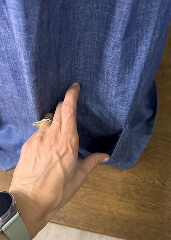 Düğmeli Mavi Kot Kadın elbise - Görsel 2