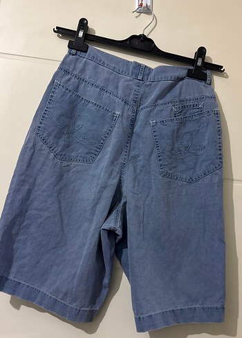 Kadın Mavi Denim Bermuda Şort - Görsel 3