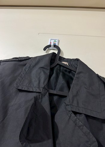 Düğmeli Siyah Midi Kadın Trençkot - Görsel 2