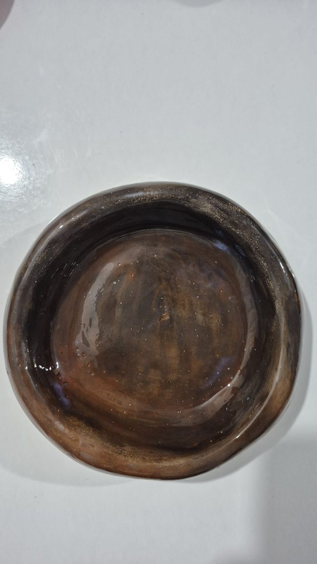 Koyu Bej Seramik Tabak el yapımı - Görsel 2