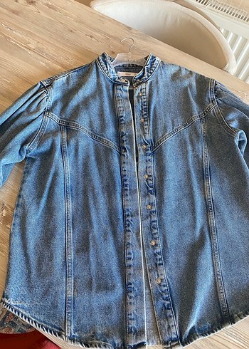 Düğmeli Mavi Kadın Denim Ceket - Görsel 2