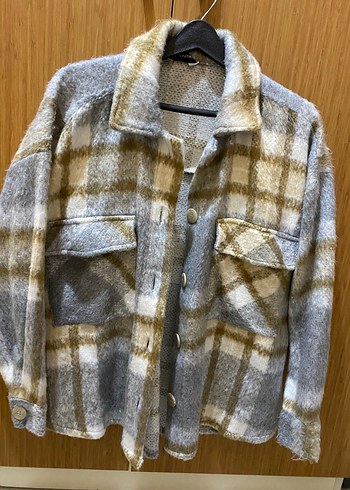 Gri Ekoseli Düğmeli Kadın Gömlek - Görsel 2