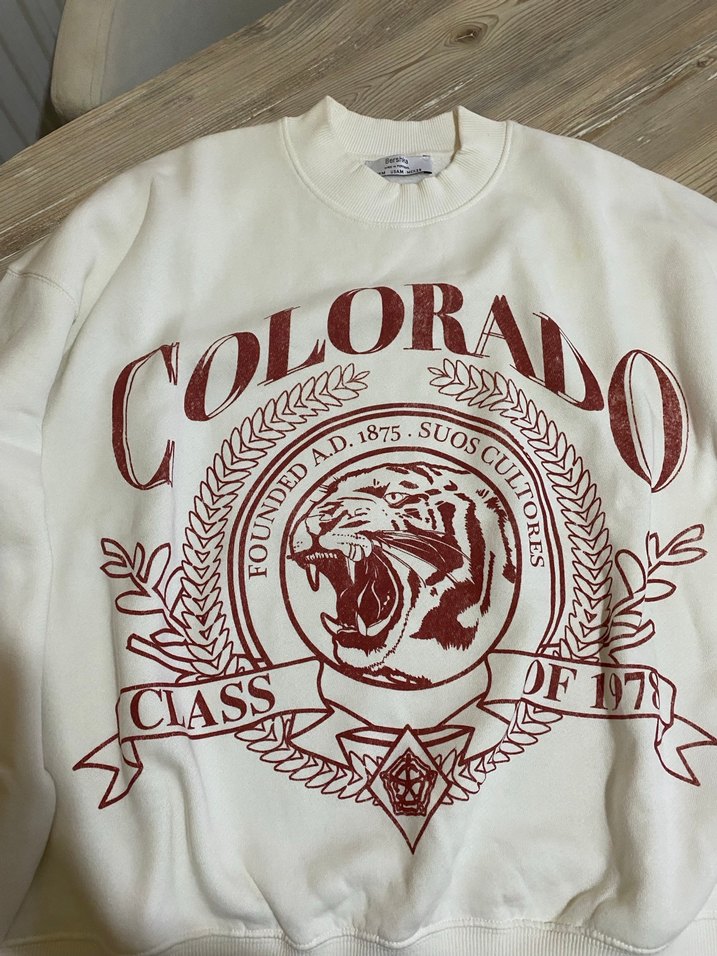 Beyaz Baskılı Kadın Sweatshirt - Görsel 2