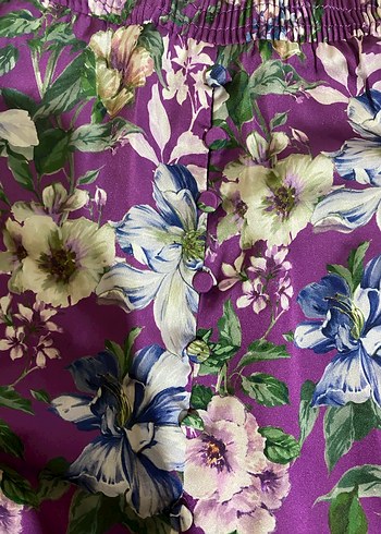 Mor Çiçek Desenli Uzun Bohem Etek - Görsel 3