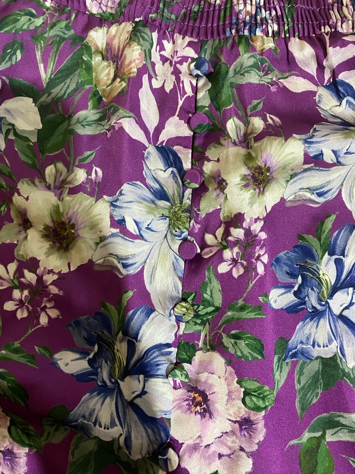 Mor Çiçek Desenli Uzun Bohem Etek - Görsel 3