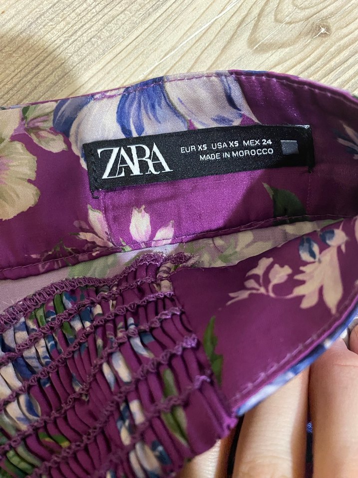 Mor Çiçek Desenli Uzun Bohem Etek - Görsel 4