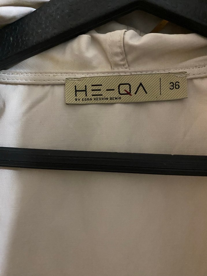 Taş rengi Uzun Keten Kadın Trençkot - Görsel 4