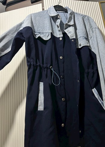 Düğmeli Midi Kadın Kot Ceket ve kot pantolon takım - Görsel 3