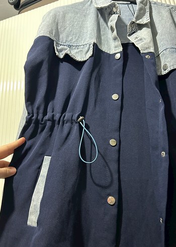 Düğmeli Midi Kadın Kot Ceket ve kot pantolon takım - Görsel 4