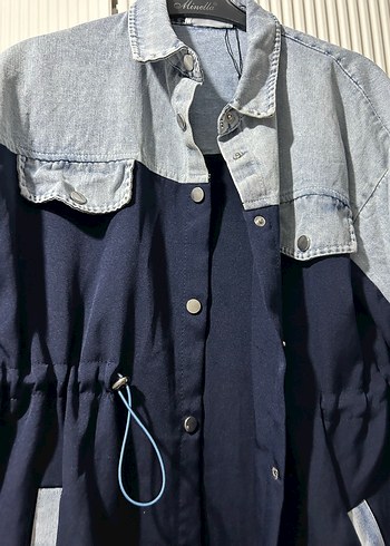 Düğmeli Midi Kadın Kot Ceket ve kot pantolon takım - Görsel 5