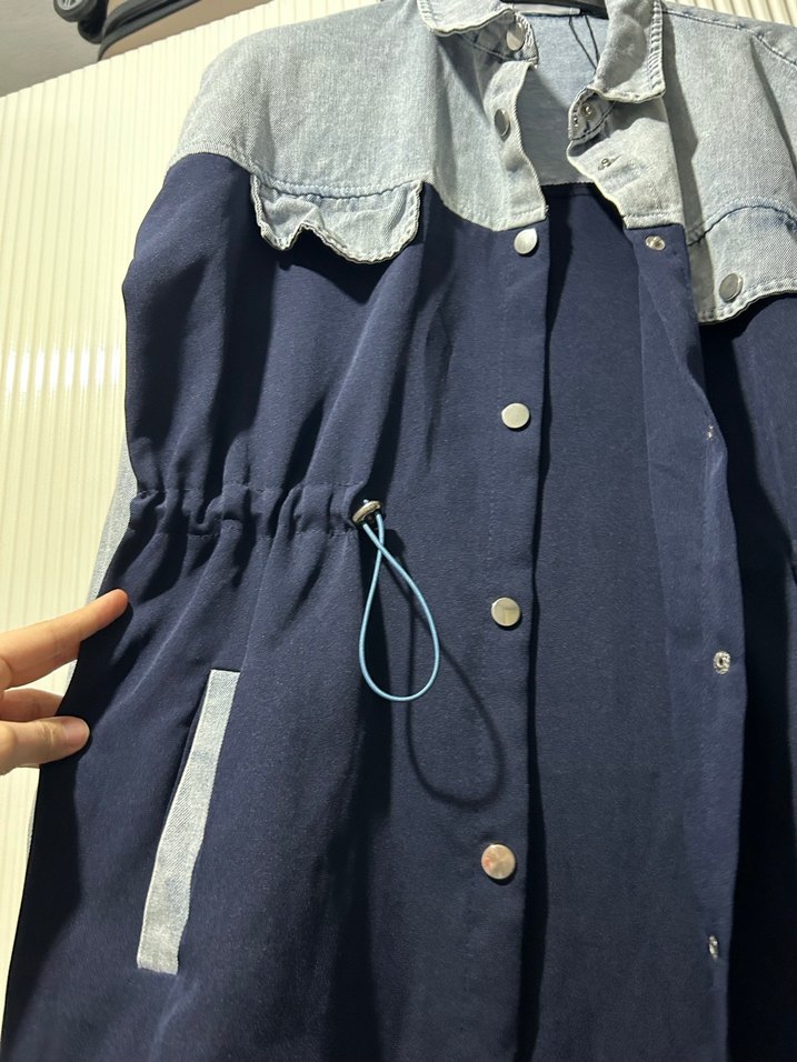 Düğmeli Midi Kadın Kot Ceket ve kot pantolon takım - Görsel 4