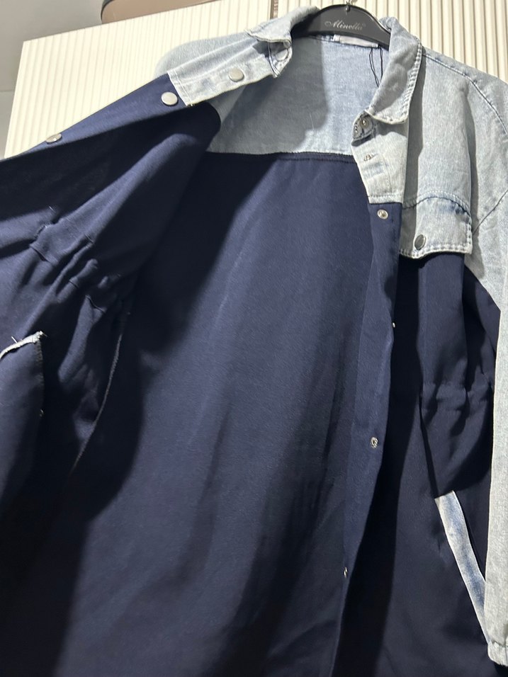 Düğmeli Midi Kadın Kot Ceket ve kot pantolon takım - Görsel 2