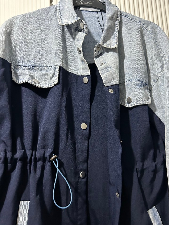 Düğmeli Midi Kadın Kot Ceket ve kot pantolon takım - Görsel 5