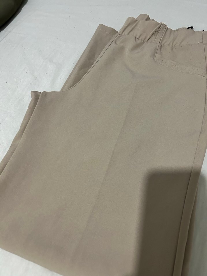 Bej Kadın Bol Kesim Kumaş Pantolon - Görsel 2