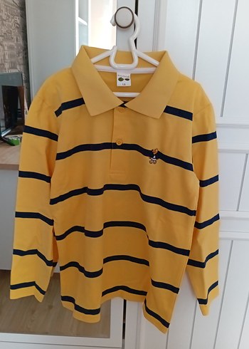 Erkek Çocuk pamuklu Sarı Çizgili Uzun Kollu Polo tişört - Görsel 3