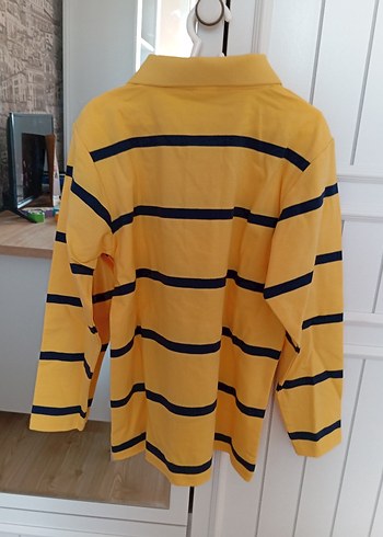 Erkek Çocuk pamuklu Sarı Çizgili Uzun Kollu Polo tişört - Görsel 8