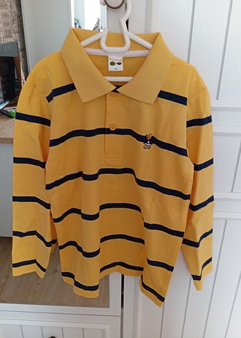 Erkek Çocuk pamuklu Sarı Çizgili Uzun Kollu Polo tişört - Görsel 6