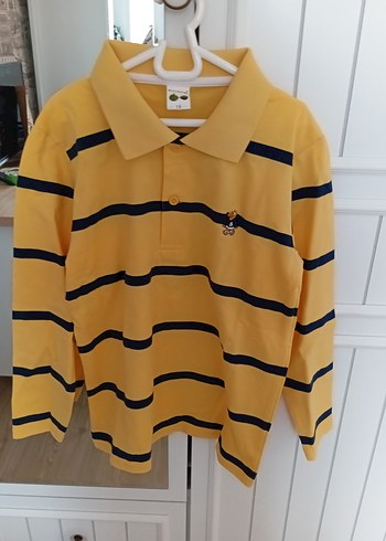 Erkek Çocuk pamuklu Sarı Çizgili Uzun Kollu Polo tişört - Görsel 7