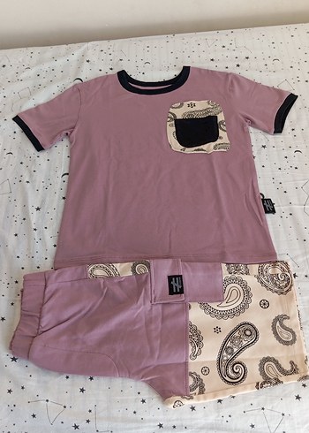 Pastel Pembe Erkek çocuk pamuklu Sokak Stili Takımı - Görsel 7