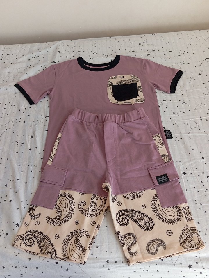 Pastel Pembe Erkek çocuk pamuklu Sokak Stili Takımı - Görsel 4