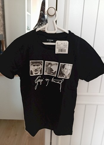 Erkek Çocuk Siyah Atatürk Baskılı pamuklu Tişört - Görsel 4