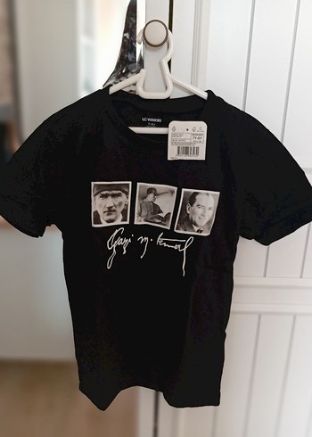 Erkek Çocuk Siyah Atatürk Baskılı pamuklu Tişört - Görsel 3