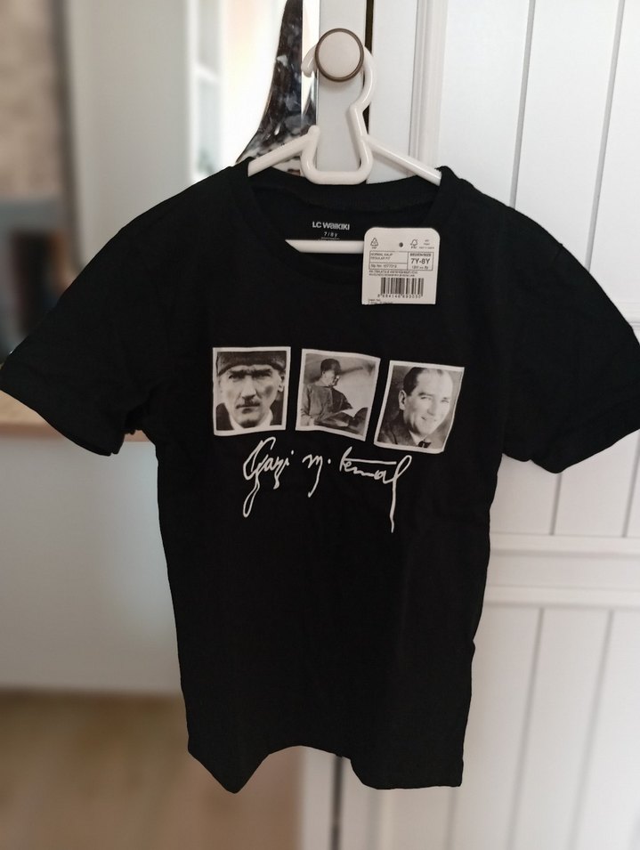 Erkek Çocuk Siyah Atatürk Baskılı pamuklu Tişört - Görsel 2