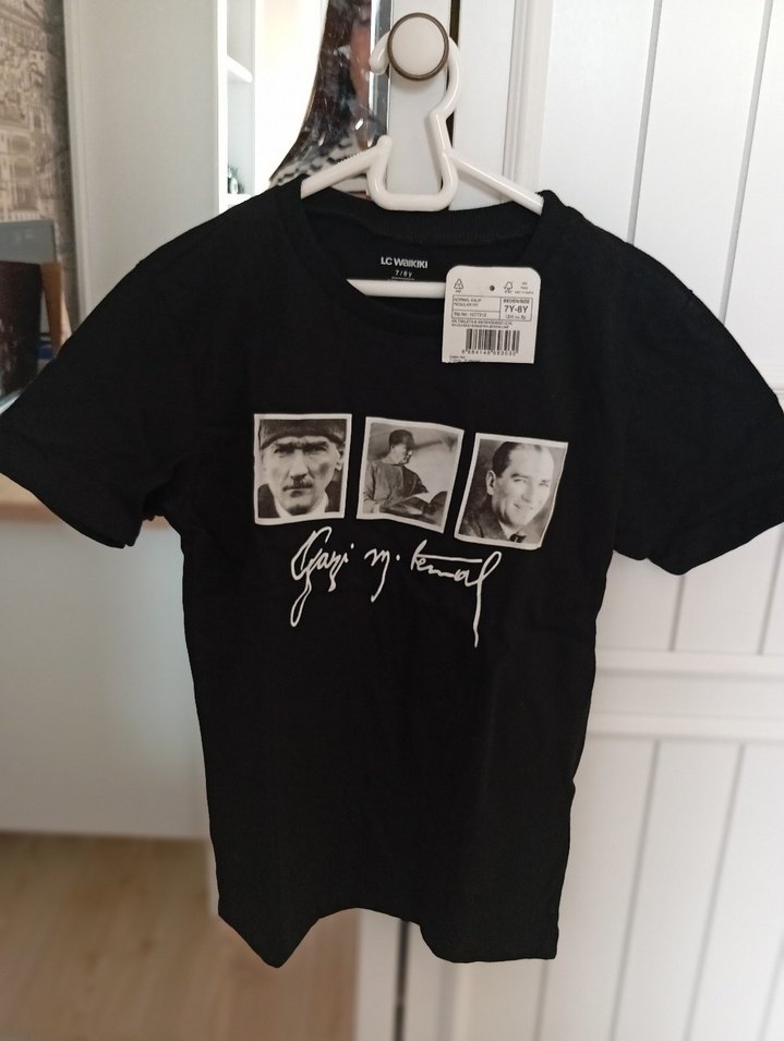 Erkek Çocuk Siyah Atatürk Baskılı pamuklu Tişört - Görsel 5