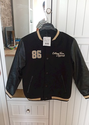 Düğmeli Siyah Erkek çocukDeri Ceket - Görsel 5