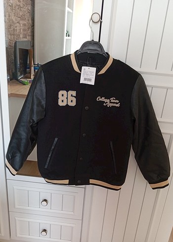 Düğmeli Siyah Erkek çocukDeri Ceket - Görsel 7