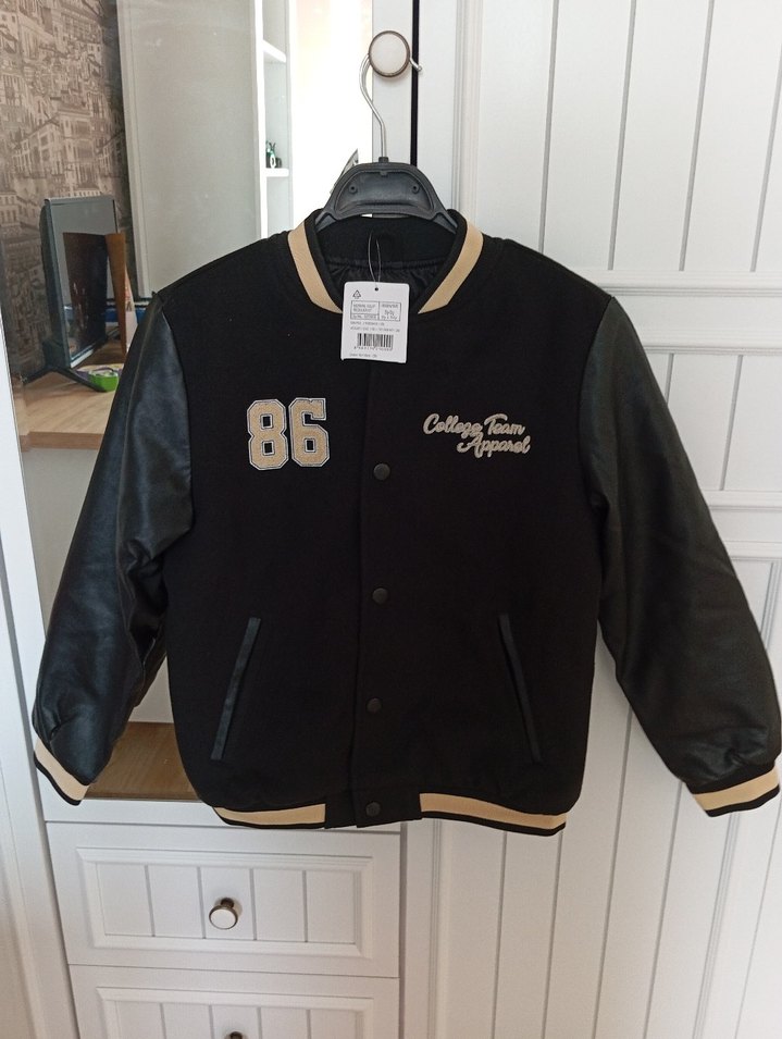 Düğmeli Siyah Erkek çocukDeri Ceket - Görsel 2