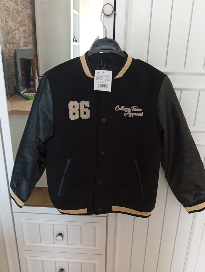 Düğmeli Siyah Erkek çocukDeri Ceket - Görsel 3