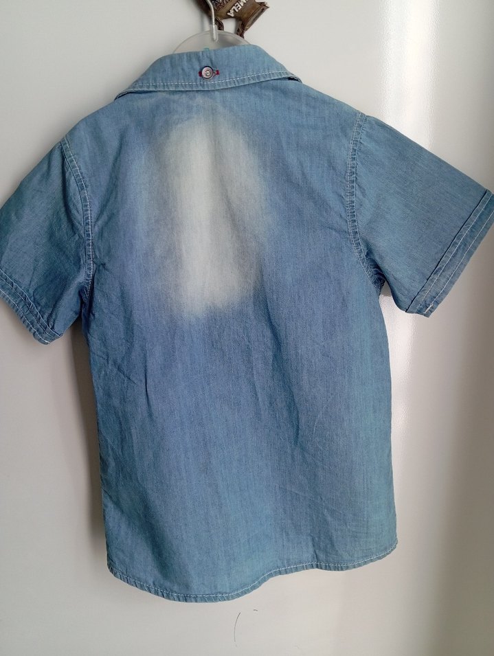 Erkek Çocuk Renkli Batik Desenli Denim Gömlek - Görsel 2