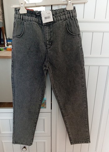 Gri Bol Kesim Kız çocuk Kot Pantolon - Görsel 2