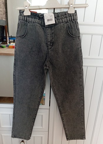 Gri Bol Kesim Kız çocuk Kot Pantolon - Görsel 7