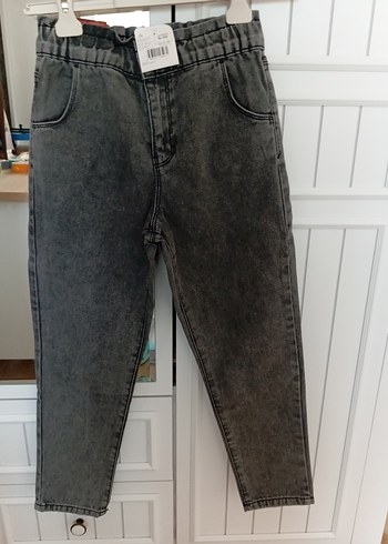 Gri Bol Kesim Kız çocuk Kot Pantolon - Görsel 3