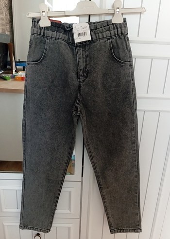 Gri Bol Kesim Kız çocuk Kot Pantolon - Görsel 5