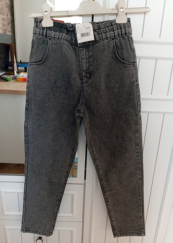 Gri Bol Kesim Kız çocuk Kot Pantolon - Görsel 6