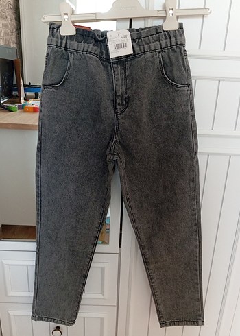 Gri Bol Kesim Kız çocuk Kot Pantolon - Görsel 10