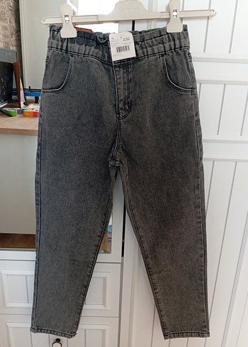 Gri Bol Kesim Kız çocuk Kot Pantolon - Görsel 8