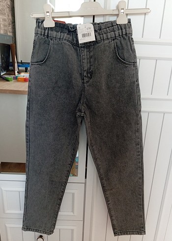 Gri Bol Kesim Kız çocuk Kot Pantolon - Görsel 9