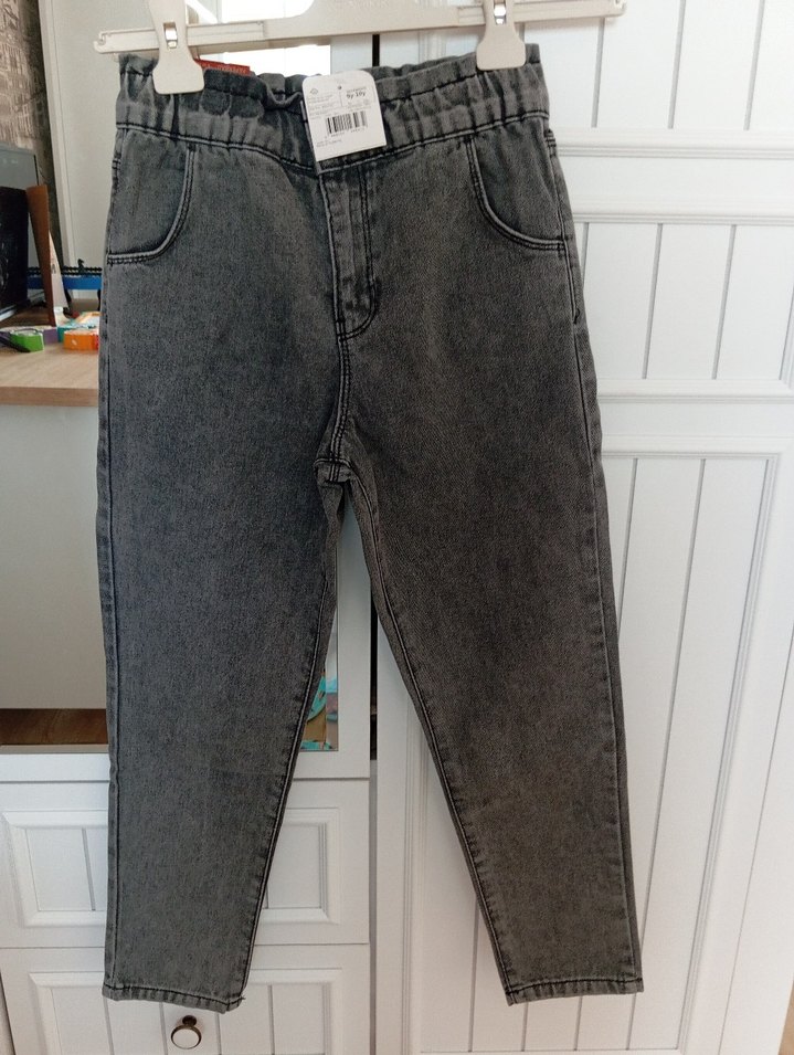 Gri Bol Kesim Kız çocuk Kot Pantolon - Görsel 2