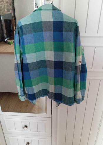 Erkek Çocuk Mavi Düğmeli Uzun Kollu Gömlek - Görsel 6