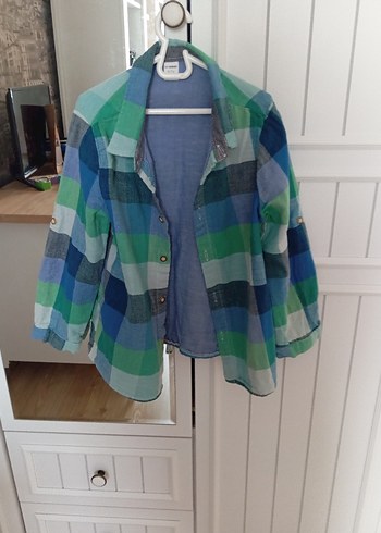 Erkek Çocuk Mavi Düğmeli Uzun Kollu Gömlek - Görsel 3