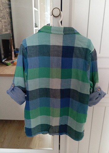 Erkek Çocuk Mavi Düğmeli Uzun Kollu Gömlek - Görsel 13