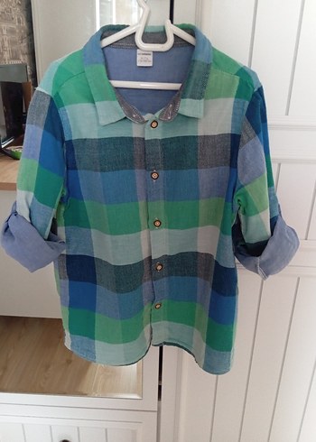 Erkek Çocuk Mavi Düğmeli Uzun Kollu Gömlek - Görsel 8