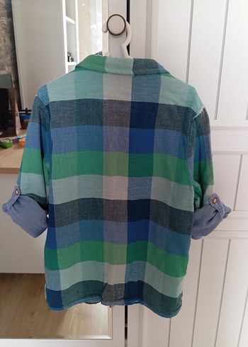 Erkek Çocuk Mavi Düğmeli Uzun Kollu Gömlek - Görsel 14