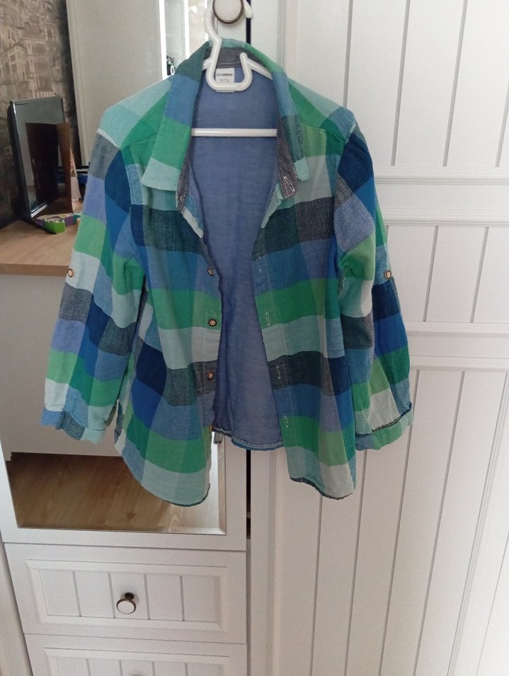 Erkek Çocuk Mavi Düğmeli Uzun Kollu Gömlek - Görsel 2