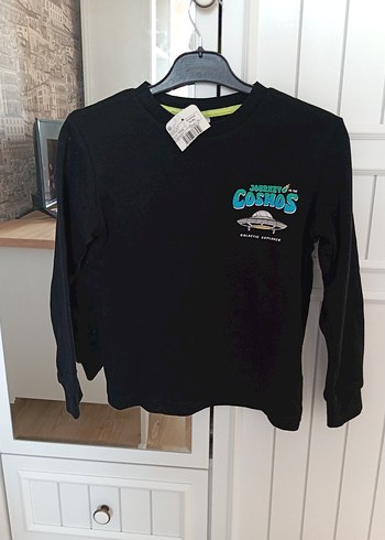 Erkek Çocuk pamuklu Siyah Baskılı Sweatshirt - Görsel 4