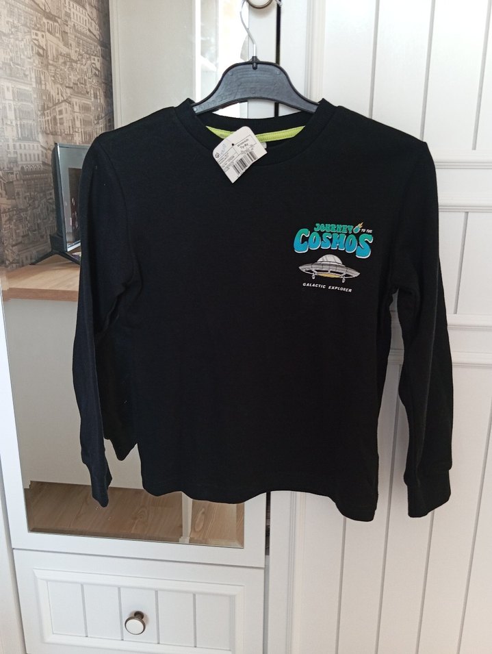 Erkek Çocuk pamuklu Siyah Baskılı Sweatshirt - Görsel 4